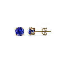 Charger l'image dans la galerie, Boucles d'oreilles en or jaune 750 serties de Tanzanite | Faventine Joaillerie en ligne française