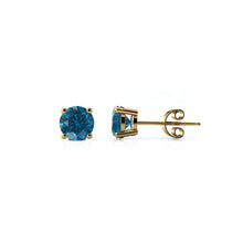 Charger l'image dans la galerie, Boucles d'oreilles en or jaune 750 serties de Topaze Blue London | Faventine Joaillerie en ligne française