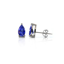 Charger l'image dans la galerie, Boucles d'oreilles en or blanc palladié 750 serties de Tanzanite en poire | Faventine Joaillerie en ligne française