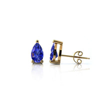 Charger l'image dans la galerie, Boucles d'oreilles en or jaune 750 serties de Tanzanite en poire | Faventine Joaillerie en ligne française