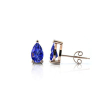 Charger l'image dans la galerie, Boucles d'oreilles en or rose 750 serties de Tanzanite en poire | Faventine Joaillerie en ligne française