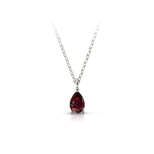 Charger l'image dans la galerie, Collier en or blanc palladié 750 serti d'un grenat Rhodolite en goutte de 6x4 mm