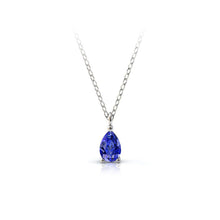 Charger l'image dans la galerie, Collier en or blanc palladié 750 serti d'une Tanzanite en goutte de 6x4 mm