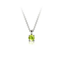 Charger l'image dans la galerie, Collier en or gris palladié 750 sertie d'un Péridot de 3.5 mm