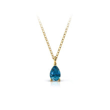 Charger l'image dans la galerie, Collier en or jaune 750 serti d'une Topaze Blue London en goutte de 6x4 mm
