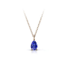 Charger l'image dans la galerie, Collier en or rose 750 serti d'une Tanzanite en goutte de 6x4 mm