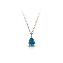Charger l'image dans la galerie, Collier en or rose 750 serti d'une Topaze Blue London en goutte de 6x4 mm