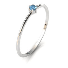 Charger l'image dans la galerie, Mini solitaire en or blanc 750 serti d'une Aigue marine