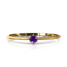 Charger l'image dans la galerie, Mini solitaire en or jaune 750 serti d'une Améthyste