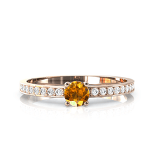 Charger l'image dans la galerie, Solitaire en or rose 750 serti d'un grenat Spessartite et empierré de 18 diamants