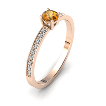 Charger l'image dans la galerie, Solitaire en or rose 750 serti d'un grenat Spessartite et empierré de 18 diamants