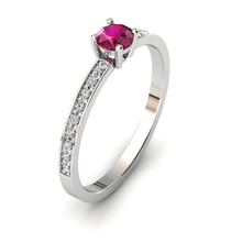 Charger l'image dans la galerie, Solitaire en or blanc 750 serti d'un Rubis et empierré de 18 diamants