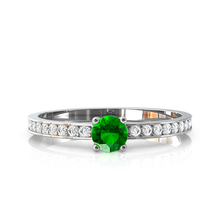 Charger l'image dans la galerie, Solitaire en or blanc 750 serti d'un grenat Tsavorite et empierré de 18 diamants