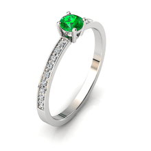 Charger l'image dans la galerie, Solitaire en or blanc 750 serti d'un grenat Tsavorite et empierré de 18 diamants