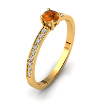Charger l'image dans la galerie, Solitaire en or jaune 750 serti d'une Citrine et empierré de 18 diamants