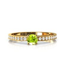 Charger l'image dans la galerie, Solitaire en or jaune 750 serti d'un Péridot et empierré de 18 diamants