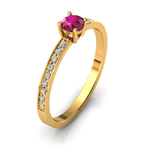 Charger l'image dans la galerie, Solitaire en or jaune 750 serti d'un Rubis et empierré de 18 diamants