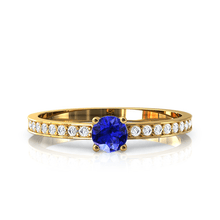 Charger l'image dans la galerie, Solitaire en or jaune 750 serti d'une Tanzanite et empierré de 18 diamants