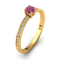 Charger l'image dans la galerie, Solitaire en or jaune 750 serti d'une Tourmaline et empierré de 18 diamants