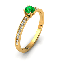 Charger l'image dans la galerie, Solitaire en or jaune 750 serti d'un grenat Tsavorite et empierré de 18 diamants