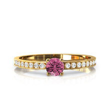 Charger l'image dans la galerie, Solitaire en or jaune 750 serti d'une Tourmaline et empierré de 18 diamants