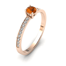 Charger l'image dans la galerie, Solitaire en or rose 750 serti d'une Citrine et empierré de 18 diamants