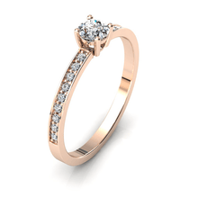 Charger l'image dans la galerie, Solitaire en or rose 750 serti d'un diamant et empierré de 18 diamants