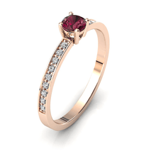 Charger l'image dans la galerie, Solitaire en or rose 750 serti d'un grenat Rhodolite et empierré de 18 diamants
