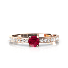 Charger l'image dans la galerie, Solitaire en or rose 750 serti d'un Rubis et empierré de 18 diamants