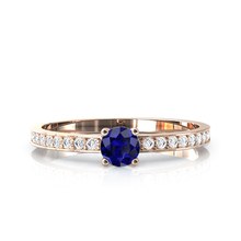 Charger l'image dans la galerie, Solitaire en or rose 750 serti d'un Saphir et empierré de 18 diamants