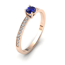 Charger l'image dans la galerie, Solitaire en or rose 750 serti d'un Saphir et empierré de 18 diamants