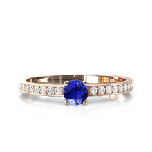 Charger l'image dans la galerie, Solitaire en or rose 750 serti d'une Tanzanite et empierré de 18 diamants