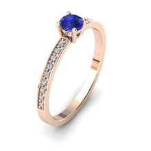 Charger l'image dans la galerie, Solitaire en or rose 750 serti d'une Tanzanite et empierré de 18 diamants