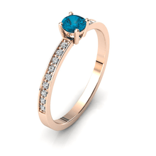 Charger l'image dans la galerie, Solitaire en or rose 750 serti d'une Topaze Blue London et empierré de 18 diamants
