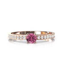 Charger l'image dans la galerie, Solitaire en or rose 750 serti d'une Tourmaline et empierré de 18 diamants