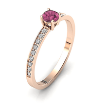 Charger l'image dans la galerie, Solitaire en or rose 750 serti d'une Tourmaline et empierré de 18 diamants