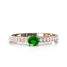 Charger l'image dans la galerie, Solitaire en or rose 750 serti d'un grenat Tsavorite et empierré de 18 diamants