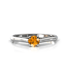 Charger l'image dans la galerie, Solitaire X en or blanc palladié 750 serti d'un grenat Spessartite de 4 mm