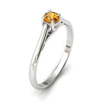 Charger l'image dans la galerie, Solitaire X en or blanc palladié 750 serti d'un grenat Spessartite de 4 mm