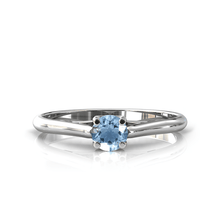 Charger l'image dans la galerie, Solitaire X en or blanc palladié 750 serti d'une Aigue-marine de 4 mm