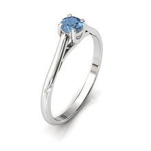 Charger l'image dans la galerie, Solitaire X en or blanc palladié 750 serti d'une Aigue-marine de 4 mm