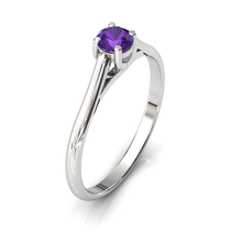 Charger l'image dans la galerie, Solitaire X en or blanc palladié 750 serti d'une Améthyste de 4 mm