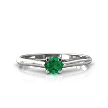Charger l'image dans la galerie, Solitaire X en or blanc palladié 750 serti d'une Emeraude de 4 mm