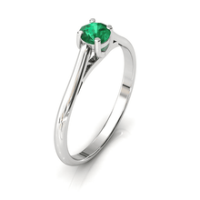 Charger l'image dans la galerie, Solitaire X en or blanc palladié 750 serti d'une Emeraude de 4 mm