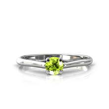 Charger l'image dans la galerie, Solitaire X en or blanc palladié 750 serti d'un Péridot de 4 mm