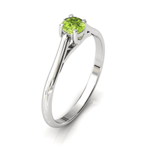 Charger l'image dans la galerie, Solitaire X en or blanc palladié 750 serti d'un Péridot de 4 mm
