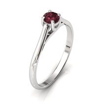 Charger l'image dans la galerie, Solitaire X en or blanc palladié 750 serti d'un grenat Rhodolite de 4 mm