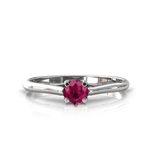 Charger l'image dans la galerie, Solitaire X en or blanc palladié 750 serti d'un Rubis de 4 mm