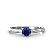 Charger l'image dans la galerie, Solitaire X en or blanc palladié 750 serti d'un Saphir de 4 mm