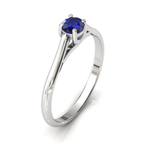 Charger l'image dans la galerie, Solitaire X en or blanc palladié 750 serti d'un Saphir de 4 mm
